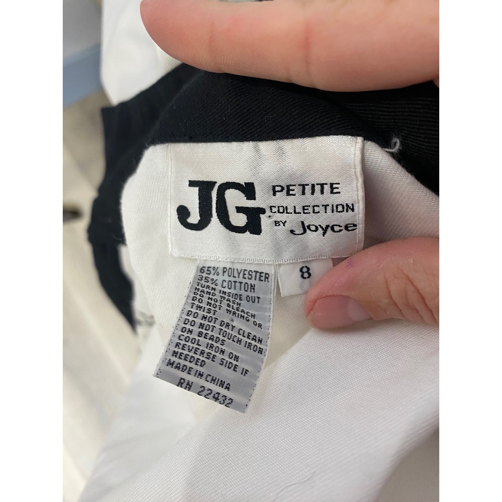 Vintage JG Petite by Joyce 90s Abstract Embroidered Shirt Black White Colorblock - Picture 7 of 7